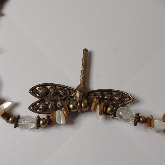 Very Cool Mixed Materials Dragonfly Necklace Adjustable 16.5 To 18.5 Inches - Picture 13 of 16